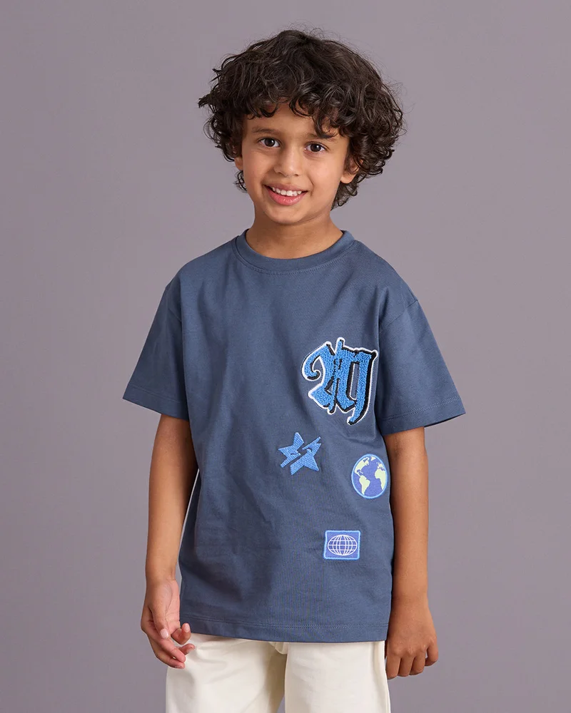 Redtag Boys Blue Graphic T Shirt