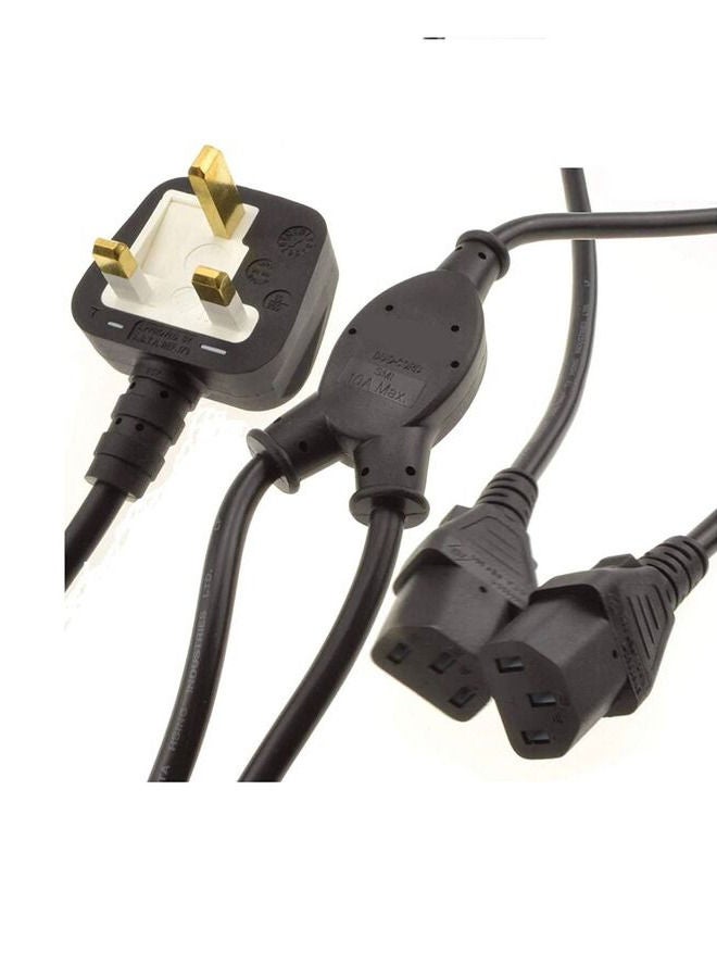 Power Cord Desktop C13-UK Y-Splitter 2.5Meter Cable for PC