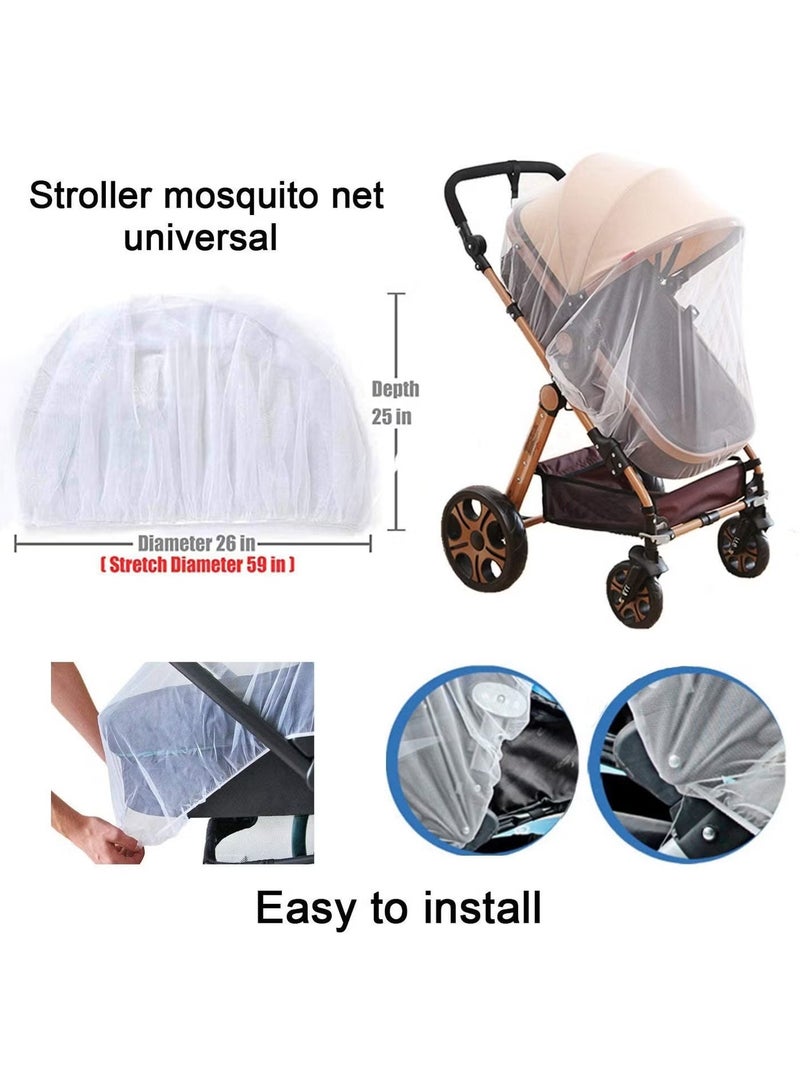 Amanli 2 PCS Mosquito Net for Stroller, Durable Baby Stroller Mosquito Net, Perfect Bug Net for Strollers, Bassinets, Cradles, Playards, Pack N Plays and Portable Mini Crib (White) - Image 2