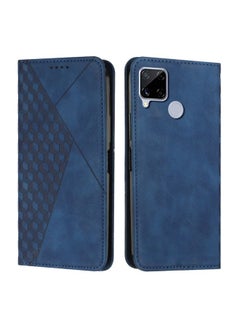 HuHa Case Cover For Realme C12/C25/7i Global/Narzo 20A/Narzo 30A Diamond Splicing Skin Feel Magnetic Leather Phone Case Blue 