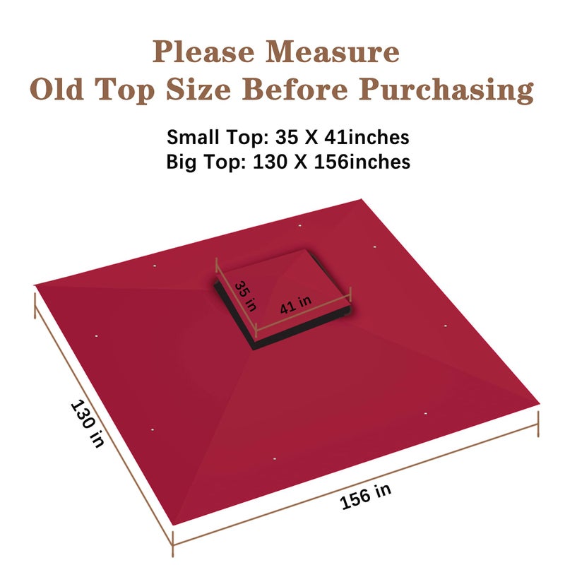 SCOCANOPY Replacement Gazebo Canopy for 10 x 12 Regency II Patio Gazebo Model L-GZ798PST,A101004104,A101004105,(Burgundy) - Image 4