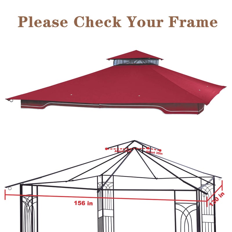 SCOCANOPY Replacement Gazebo Canopy for 10 x 12 Regency II Patio Gazebo Model L-GZ798PST,A101004104,A101004105,(Burgundy) - Image 3