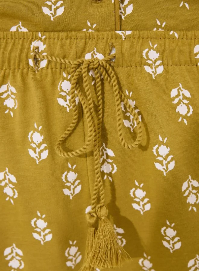 women'secret 100% cotton khaki classic pyjamas with stamps