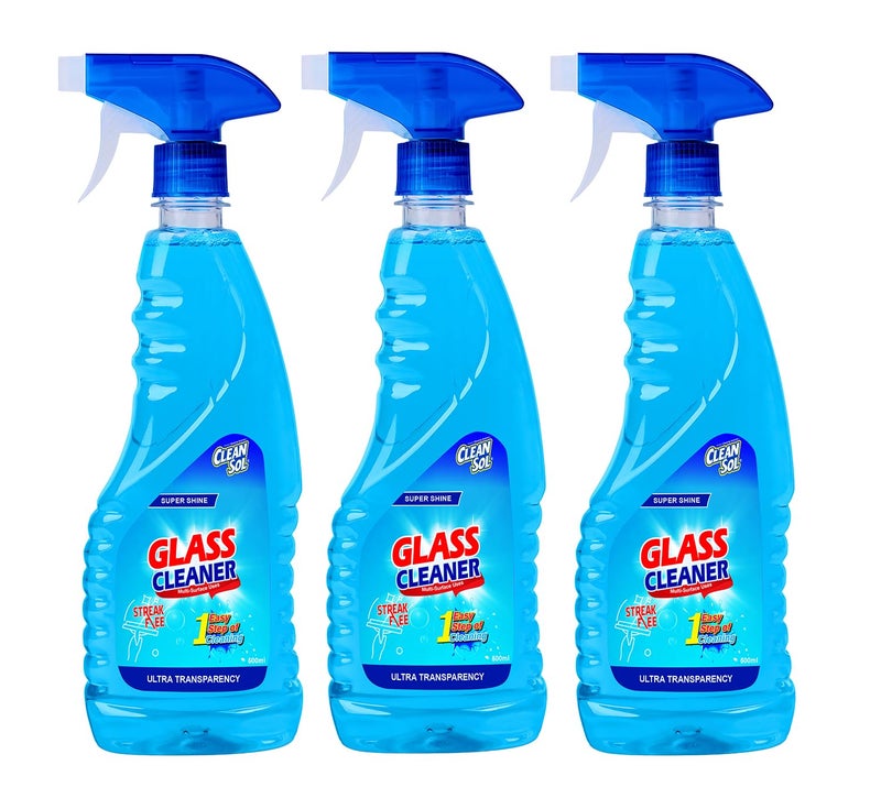 Cleansol Glass Cleaner Liquid Spray - 500 ml (Pack of 3 × 500 ml) | Multi Surface Glass Cleaner (Pack of 3) - Image 1