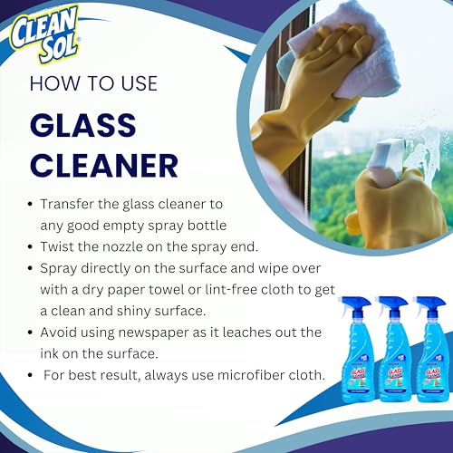 Cleansol Glass Cleaner Liquid Spray - 500 ml (Pack of 3 × 500 ml) | Multi Surface Glass Cleaner (Pack of 3) - Image 4