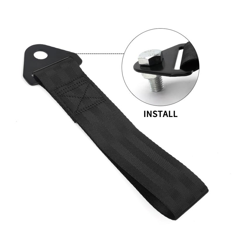 RASTP Racing Tow Strap, Car Modification Sports Trailer Belt Fit for Front or Rear Front Bumper Decorative (Black) - Image 3