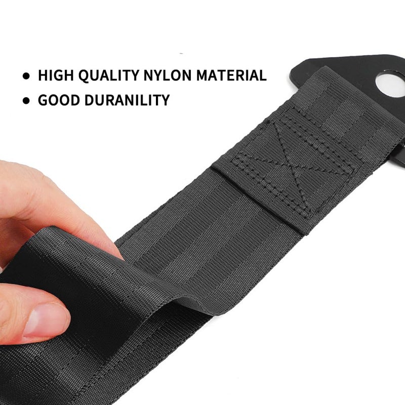 RASTP Racing Tow Strap, Car Modification Sports Trailer Belt Fit for Front or Rear Front Bumper Decorative (Black) - Image 2