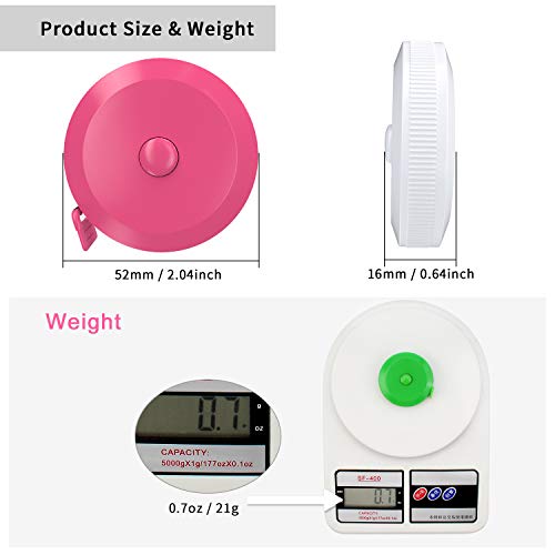 DiCUNO 60-Inch 1.5 Meter Soft and Retractable Tape Body Tailor Sewing Craft Cloth Dieting Measuring Tape (3 Colors, White Green Pink Package with Soft tape) - Image 2