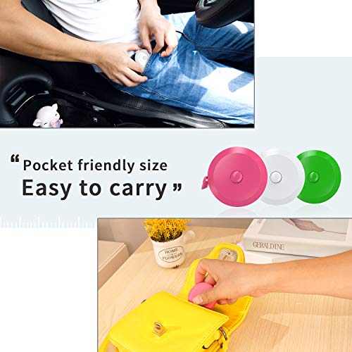 DiCUNO 60-Inch 1.5 Meter Soft and Retractable Tape Body Tailor Sewing Craft Cloth Dieting Measuring Tape (3 Colors, White Green Pink Package with Soft tape) - Image 5