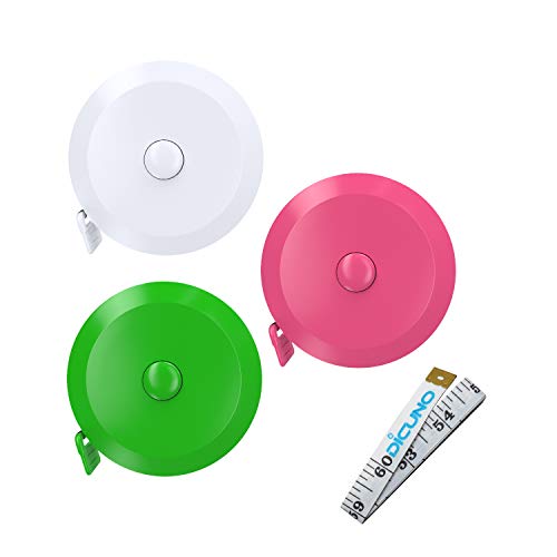 DiCUNO 60-Inch 1.5 Meter Soft and Retractable Tape Body Tailor Sewing Craft Cloth Dieting Measuring Tape (3 Colors, White Green Pink Package with Soft tape) - Image 1