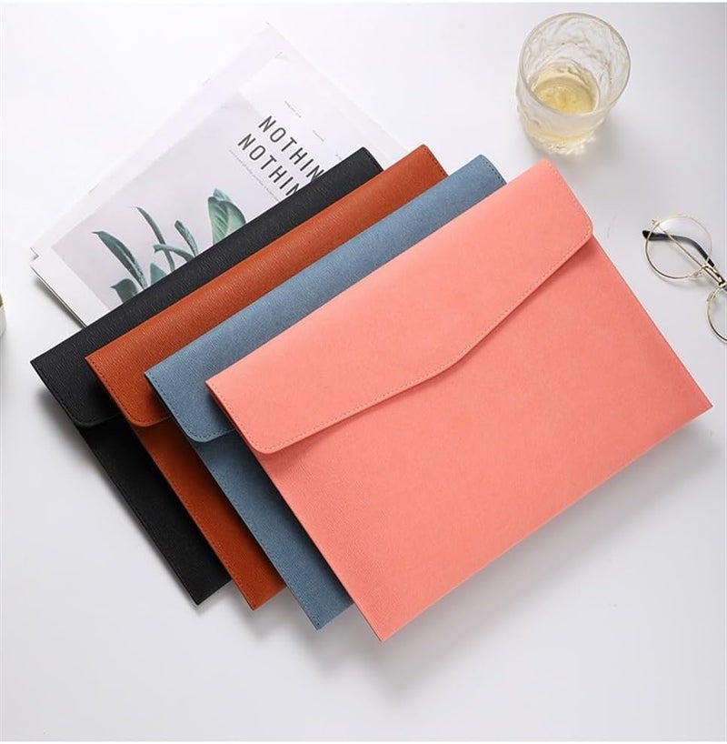 Folder A4 Folder, School and Office Supplies, Storage Bag Faux Leather Document, Business Information File Jackets(Blue) - Image 5