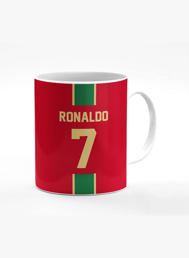 Stylizedd Designer Printed Coffee Mug with Heavy Duty Handle 11oz Ceramic Personalised Gift Mugs Cup [Microwave Safe & Dishwasher Proof] -Football Team - Portugal Player Name - Ronaldo - Image 1