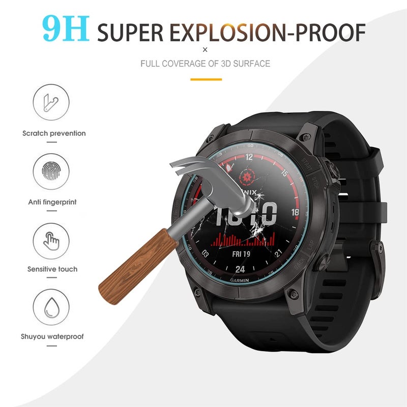 Suoman 4-Pack Screen Protector for Garmin Fenix 8 51mm/ for Garmin Fenix 7X 51mm, [Anti-Scratch] 2.5D 9H Hardness Ultra-Thin Tempered Glass Screen Protective Film - Image 4