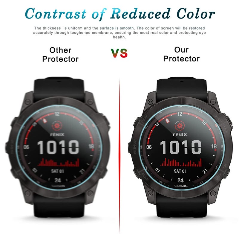 Suoman 4-Pack Screen Protector for Garmin Fenix 8 51mm/ for Garmin Fenix 7X 51mm, [Anti-Scratch] 2.5D 9H Hardness Ultra-Thin Tempered Glass Screen Protective Film - Image 5