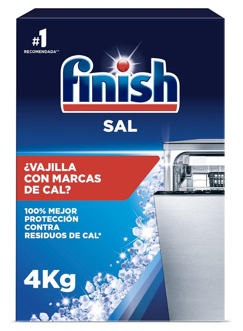 فنيش علبة ملح غسالة الأطباق Finish سعة 4 كجم تمنع تراكم الترسبات الكلسية، فعالة ضد المياه العسيرة  - Image 1