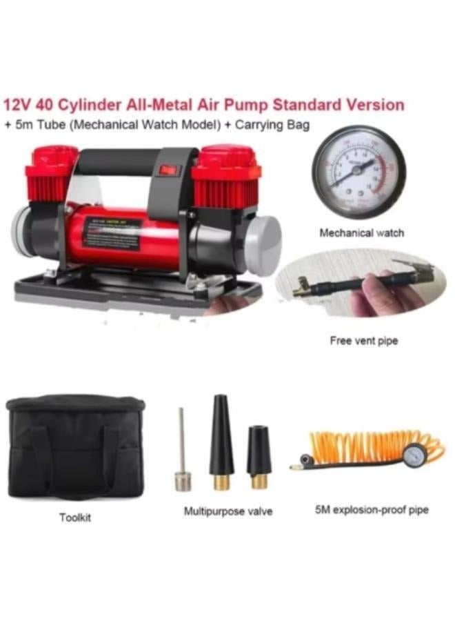 ضواغط هواء للإطارات 12 فولت 40 أمبير منفاخ إطارات محمول مزدوج الأسطوانة عالي الضغط لبالونات الدراجات وغيرها من المنفاخات RY-102-6 - Image 4