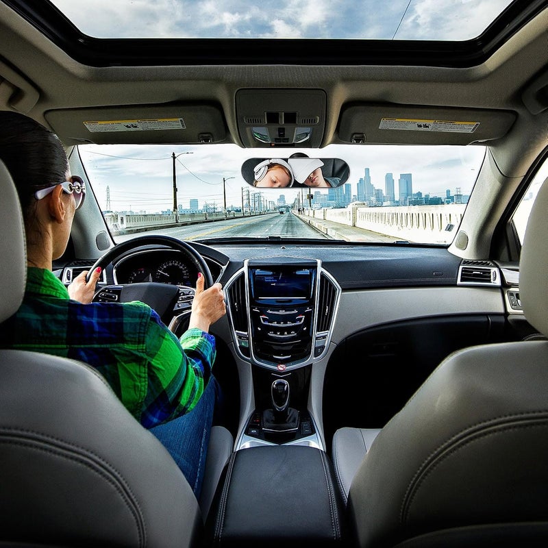 مرآة رؤية خلفية للسيارة مزودة بمرآة مساعدة ذات زاوية واسعة وقاعدة شفط، مناسبة للمركبات الداخلية والشاحنات، تتميز بمقاومة الوهج وتسهيل عملية المراقبة. - Image 4