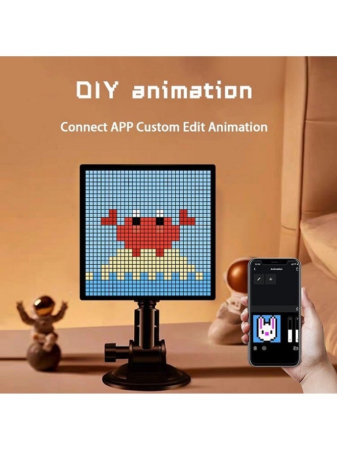 yalilai LED Pixel Display, Programmable 16x16 Pixel Art LED Screen with APP Control for Kids Boys Girls, Creative Animations, Fun Text and Digital Clock, Gaming Accessories for Desk, Wall Room Decor  - Image 4