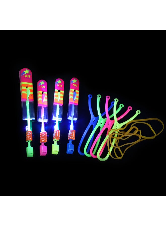 Glowing Bamboo Dragonfly Stall Toy Night Market Rocket Flashing Slingshot Arrow Glowing Toy Fun Play For Kids-Color:Meng Special Small Flying Arrow Blue Lamp (Whistle)  - Image 1