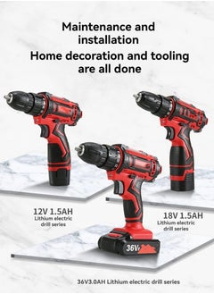M MIAOYAN Cordless Drill Lithium Drill, Household Impact Drill, Rechargeable Drill, Electric Screwdriver, Rechargeable Drill  - Image 3