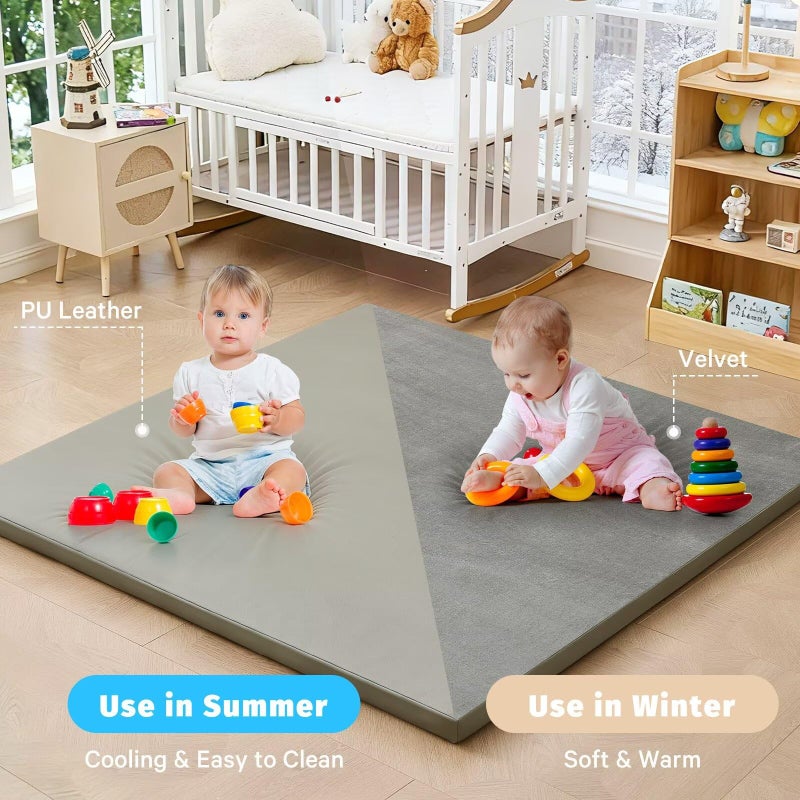 ILPEOD Waterproof Baby Play Mat for Floor 1.3" Thick Memory Foam 74 * 50 Cushion Playpen Playmat Tummy Time Crawling Mat Nursery Rug Pad Mattress Create Soft & Safe Area for Infants,Toddler,Kids,Grey - Image 4