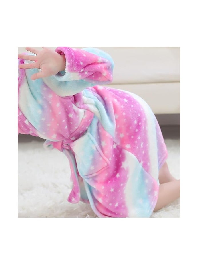 AIWANTO - Baby Girls Unicorn Design Bathrobes Hooded Nightgown Soft Fluffy Bathrobes Sleepwear For Baby Girls(6Y-7Y) - Image 1