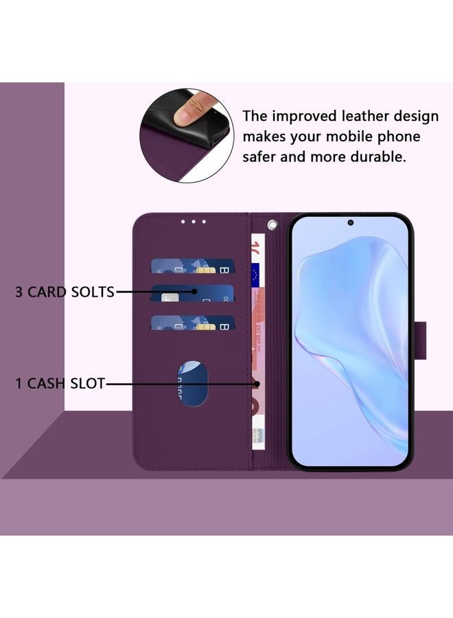 Case For Honor 400 Lite Skin Feel Solid Color Leather Phone Case with Lanyard