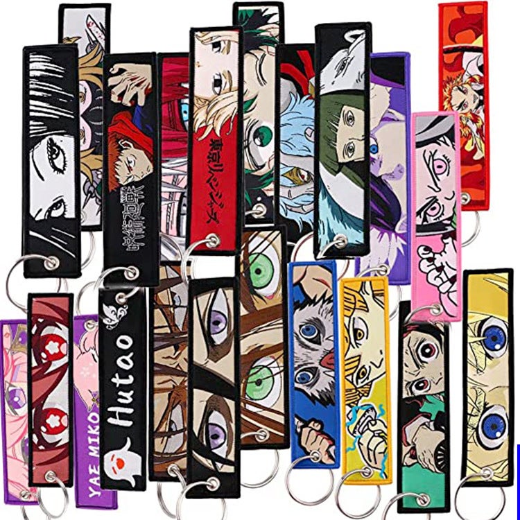 Customized New Colorful Cute Cartoon Embroidery Double-sided Keychain Decorative Tag Logo Anime 