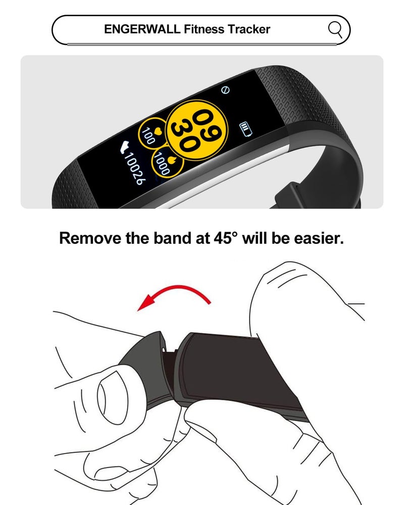 ENGERWALL Watch Band ONLY for Fitness Tracker S5, Replacement Bands Fit for Runmefit S5 Fitness Tracker Smart Watch (Blue + Black) - Image 4