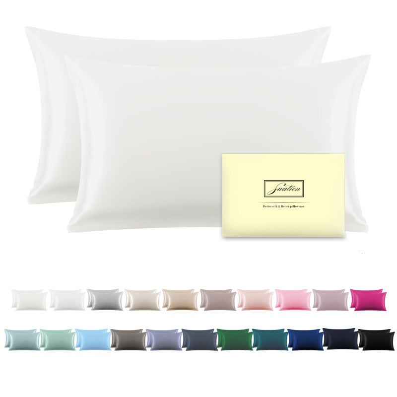 Silk Pillow Cases 2 Pack Soft Breathable and Sliky Standard Size Pillow Cases Set of 2Natural Mulberry Satin Silk Pillowcase with Hidden Zipper for Hair and Skin Ivory20X 262pcs