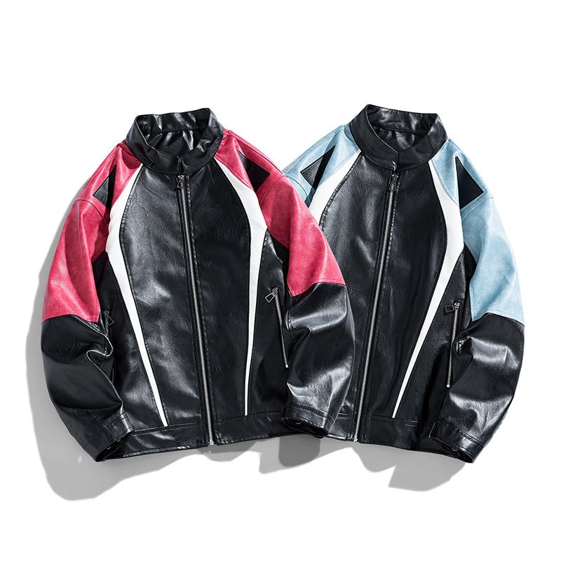 Men'S Pu Leather Coat Stand Collar Motorcycle Jacket Leather Men'S Korean Slim Fit Non-Iron Fashion Men'S Clothing - Image 2