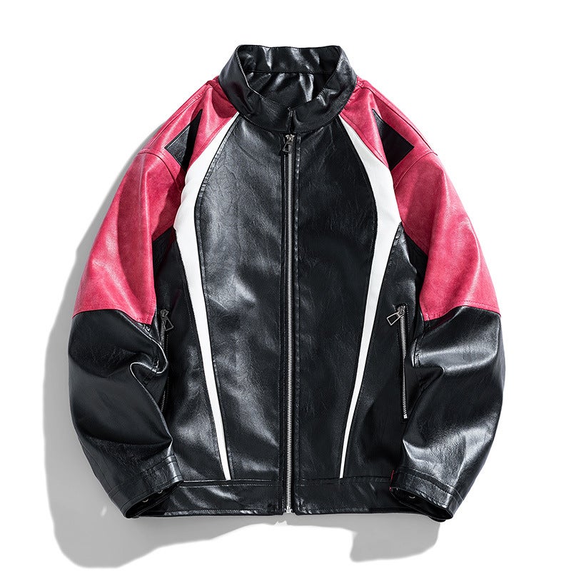 Men'S Pu Leather Coat Stand Collar Motorcycle Jacket Leather Men'S Korean Slim Fit Non-Iron Fashion Men'S Clothing - Image 3