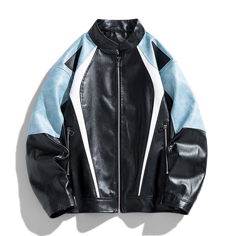 Men'S Pu Leather Coat Stand Collar Motorcycle Jacket Leather Men'S Korean Slim Fit Non-Iron Fashion Men'S Clothing - Image 1