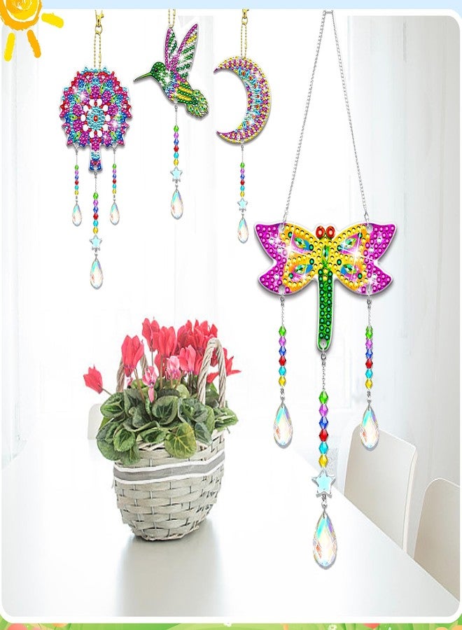 JeCuiK 6 Pcs Diamond Painting Suncatchers Double Sided Diamond Art Suncatcher Mandala 5D DIY Diamond Painting Wind Chimes Paint by Number Diamond Art Kits for Adults Hanging Ornaments - Image 2