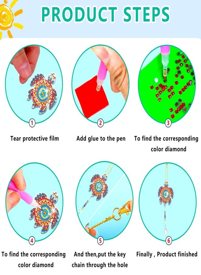 JeCuiK 6 Pcs Diamond Painting Suncatchers Double Sided Diamond Art Suncatcher Mandala 5D DIY Diamond Painting Wind Chimes Paint by Number Diamond Art Kits for Adults Hanging Ornaments - Image 5