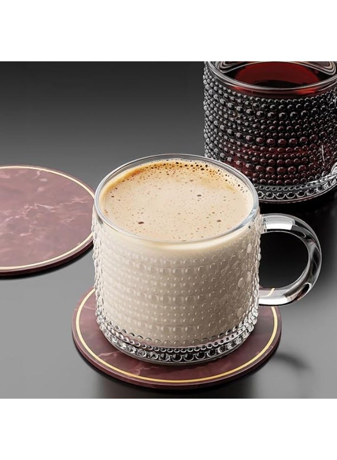 City Glass Carnival Tea Mug Set | 2 Pieces Large Dotted Wall Tea Cups for Tea, Cappuccino or Nescafe | Clear and Elegant 300ml - Image 2