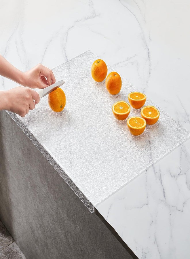 Carsonworks Acrylic Cutting Board with Counter Lip, Large Textured Clear Non Slip Cutting Board for Kitchen Countertop Protection(17.7"X23.6") - Image 1