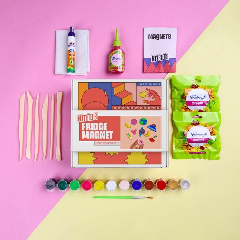 KITSTERS DIY Fridge Magnet Kit Kitchen Decor Decorative Fridge Door Stickers Ideal Gifting Items Birthdays Art Craft Fun Activity for Kids Adults Detailed Video Workshop Included