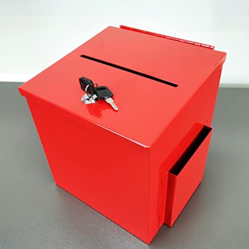 FixtureDisplays® Red Metal Donation Box Suggestion Tithes Offering Box with Sign Holder 8.5X8.1X18" 11573RED - Image 4