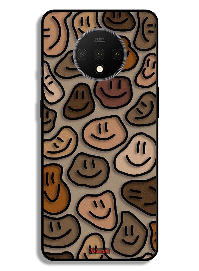 Tolwak OnePlus 7T Protective Case Cover Smiley Faces Art  - Image 1