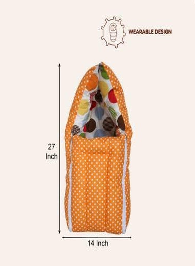 Soul Fiber by Urban Space 100% Cotton Baby Bedding Set with Mosquito Protective Net and with Pillow and Reversible Baby Sleeping Bag, Combo Baby Products (Polka Orange) - Image 5