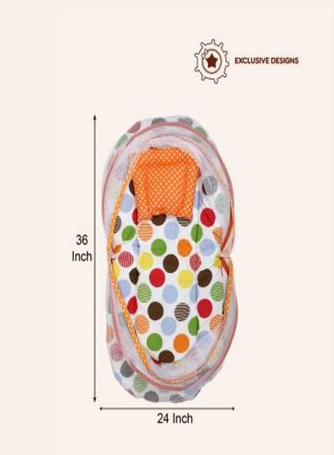 Soul Fiber by Urban Space 100% Cotton Baby Bedding Set with Mosquito Protective Net and with Pillow and Reversible Baby Sleeping Bag, Combo Baby Products (Polka Orange) - Image 3