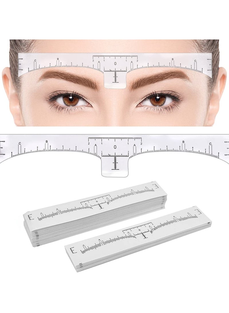 Goolsky 100 Pack Eyebrow Ruler, Disposable Brow Ruler Microblading Adhesive Eyebrow Sticker Stencil Guide Measuring Tool  - Image 1