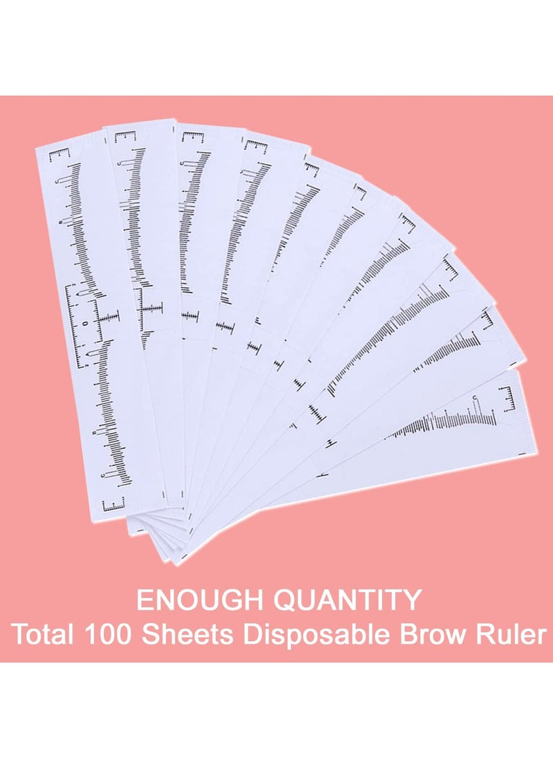 Goolsky 100 Pack Eyebrow Ruler, Disposable Brow Ruler Microblading Adhesive Eyebrow Sticker Stencil Guide Measuring Tool  - Image 2