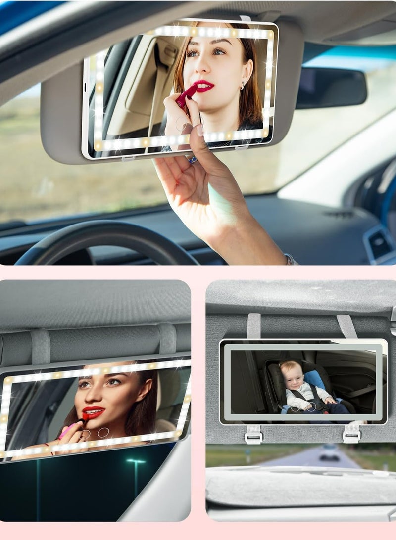 Oasisgalore Car Sun Visor Vanity Mirror with Lights, 60 LEDs, 3 Light Modes, Rechargeable & Dimmable Touch Control, Travel Makeup Mirror for Sedan, Truck, SUV - Image 5