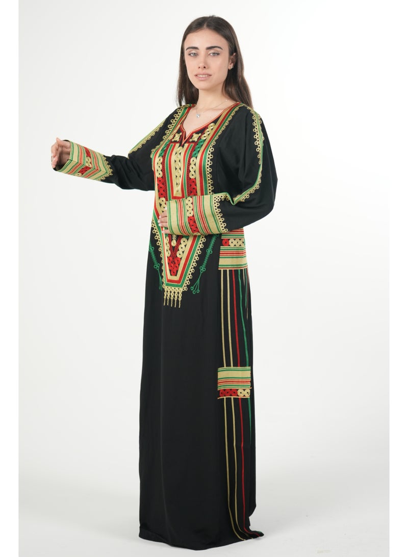 البنت الشرقية جلابية عسيري نسائية مطرزة على الصدر والأكمام - Image 2