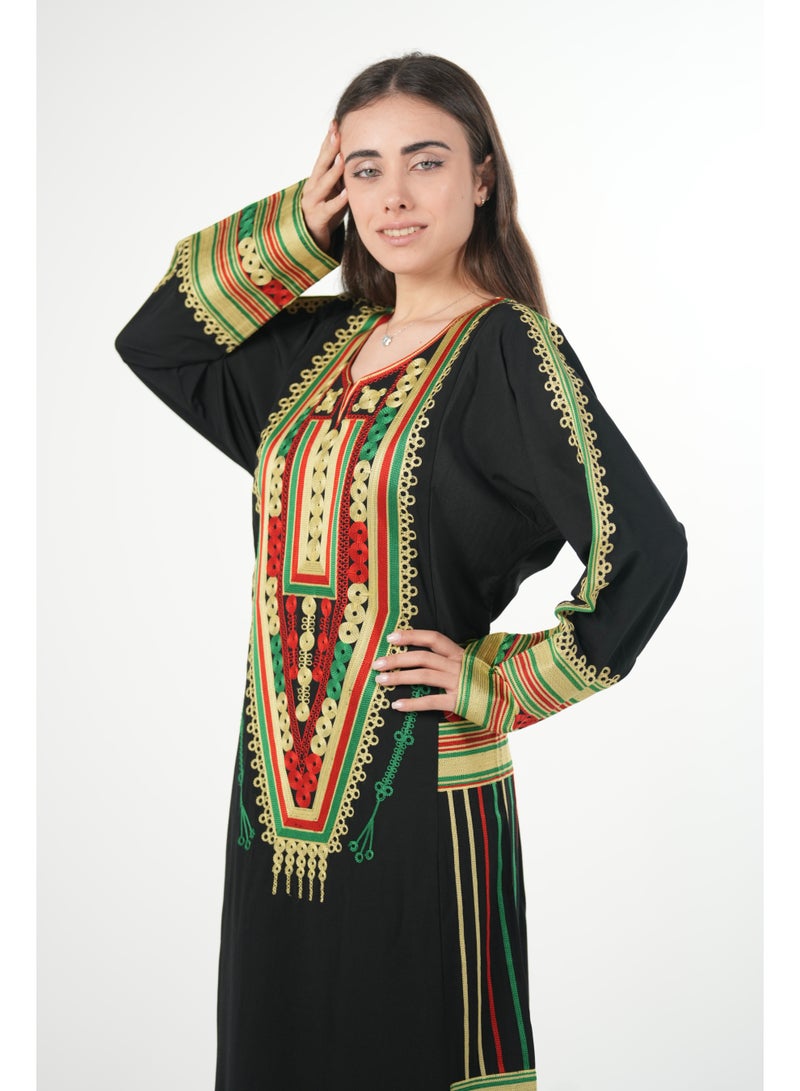 البنت الشرقية جلابية عسيري نسائية مطرزة على الصدر والأكمام - Image 4