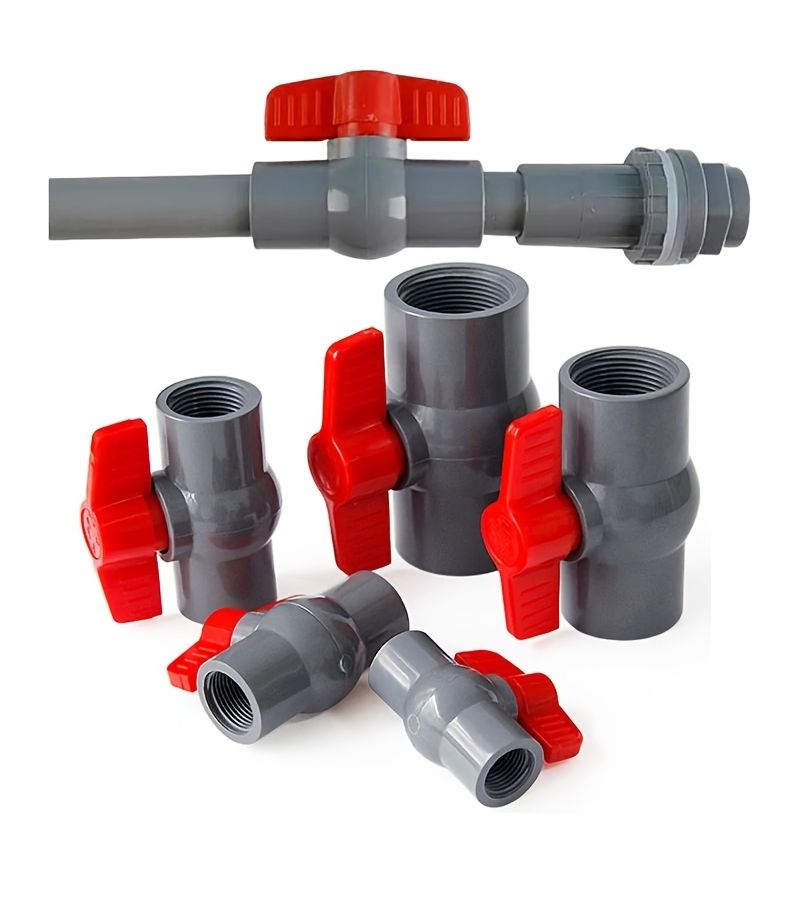 2 Pcs 32mm PVC Ball Valve Pipe Fitting Gray Shutoff Valve Switch - Image 1
