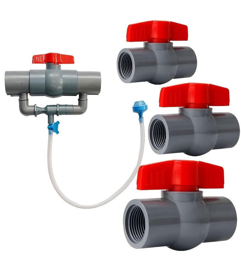 2 Pcs 32mm PVC Ball Valve Pipe Fitting Gray Shutoff Valve Switch - Image 4