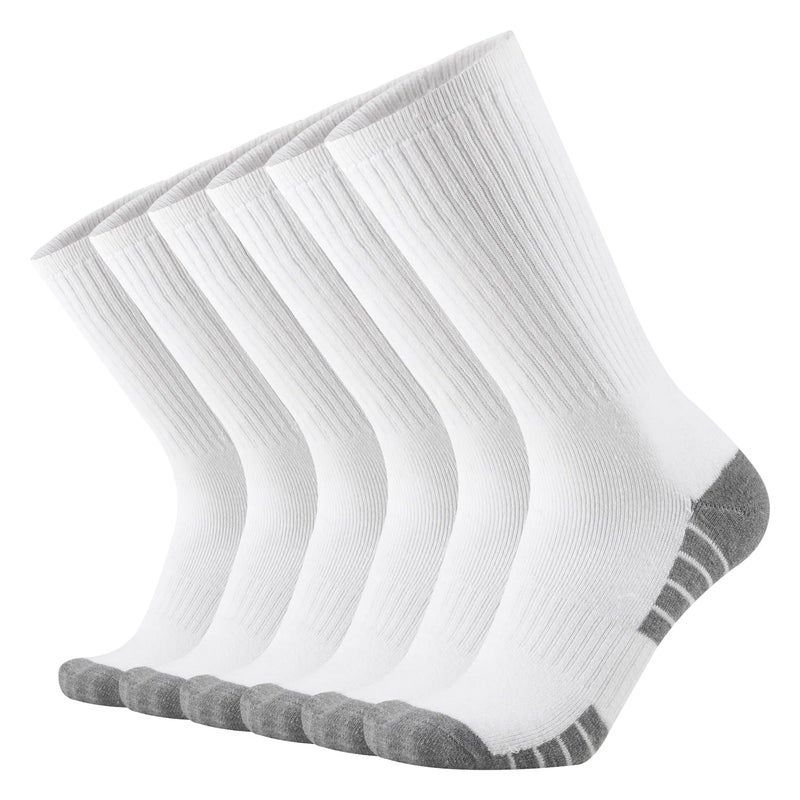 ONKE Max Full Cushion Crew Socks for Men Heavy Duty Work Boot Steel Toe Workout Athletic Thick Warm Moisture Wicking Control(White L) - Image 1